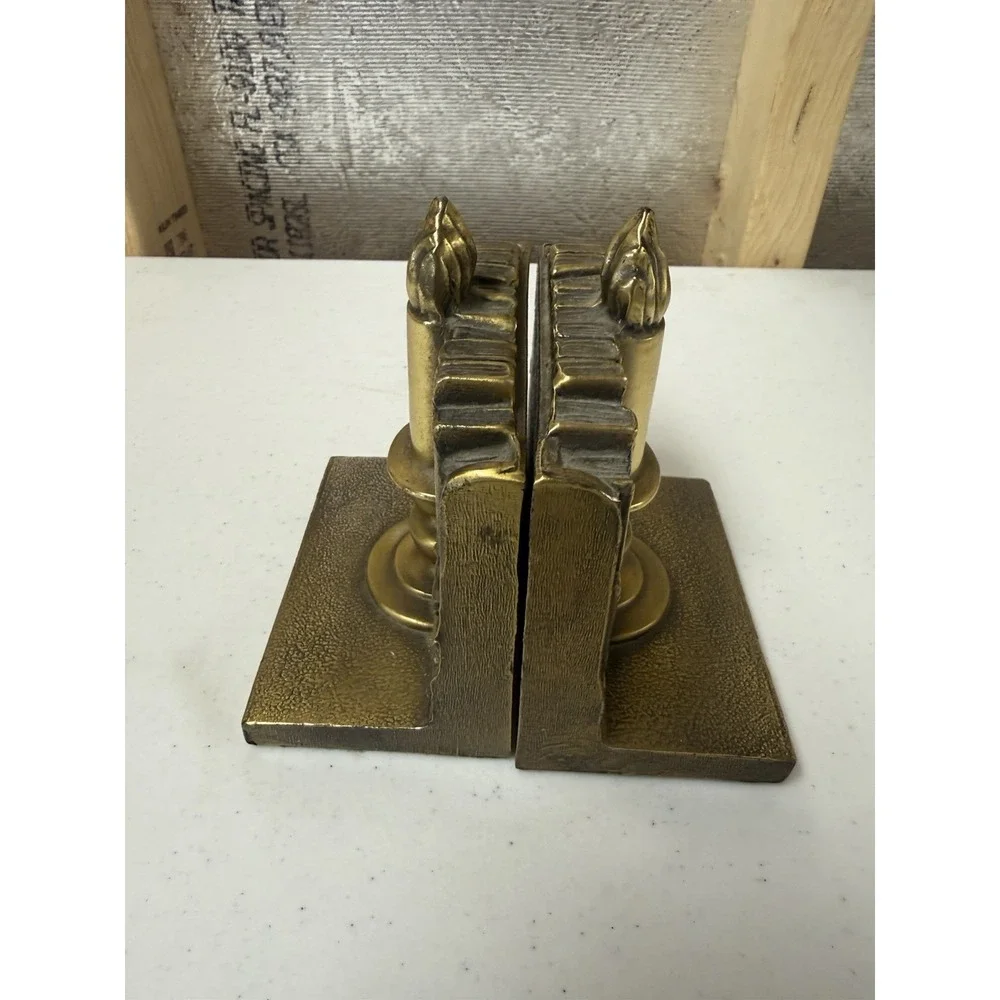 Pair of Vintage PM Craftsman Brass Bookends USA